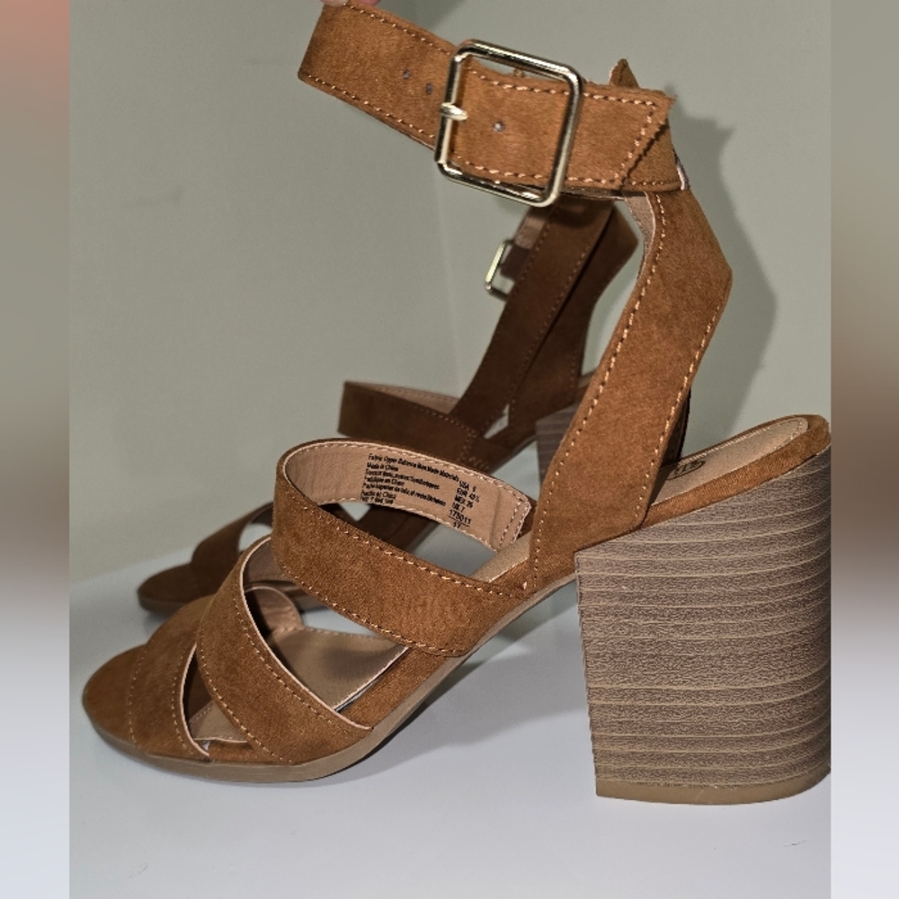 Brash Tan Strappy Block Heel Sandals